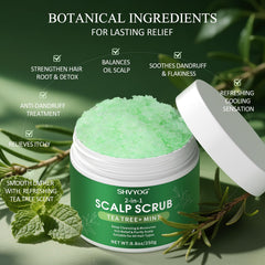 SHVYOG tea tree leaves highlighting detoxifying scalp care.