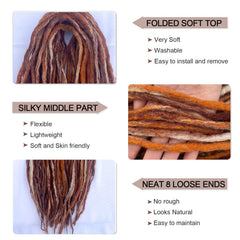 Siddiuop 15 strands mixed brown close-up highlights soft wool for comfortable wear.