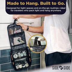 SIDE BY SIDE slim toiletry bag detachable pouches large for extended stays