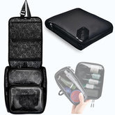 SIDE BY SIDE slim toiletry bag in flat layout for compact travel organization