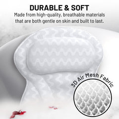 Sierra Concepts Paradise Bath Pillow with six suction cups stays secure during soaking.