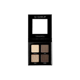 Sigma Beauty Quad Eyeshadow Tiramisu palette close-up with four rich pigments for versatile looks.