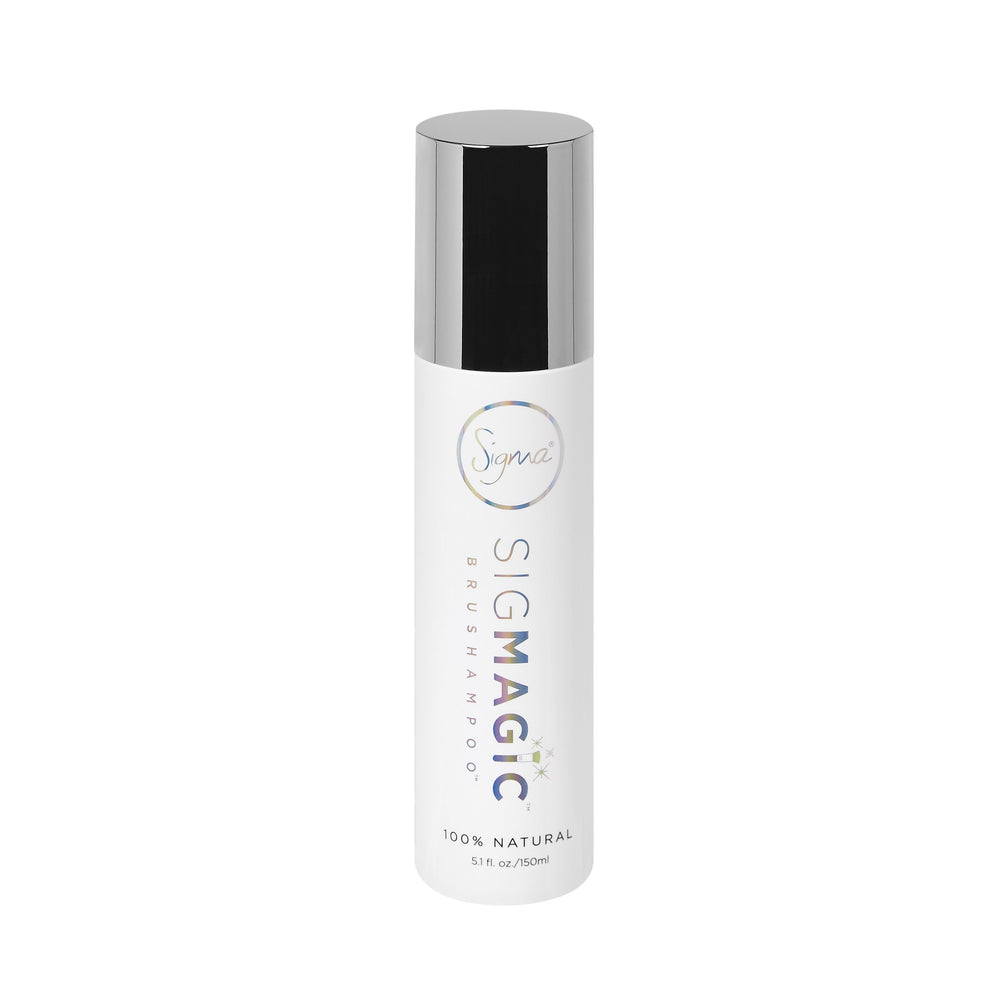 Sigma Beauty Sigmagic Brushampoo liquid bottle for deep-cleaned brushes and sponges.