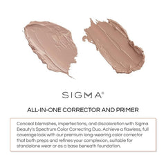 Sigma Beauty Spectrum Color Correcting Duo swatches displaying blendable shades for even skin tone