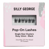 Silly George single-size pop-on clusters pack showing 24 lightweight lashes for quick refills.