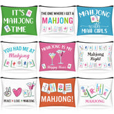 SilTriangle 9 Pcs Mahjong Cosmetic Bag Style 1 front view shows organized travel makeup