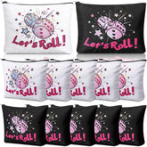 SilTriangle bunco makeup bags front view with Let's Roll design for game night