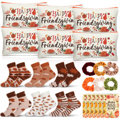 SilTriangle Happy Friendsgiving makeup bag with autumn motif for party favors