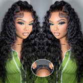 Simeider 24 inch water wave lace front wig closeup shows natural hairline and seamless blend for day-to-day wear