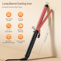 SimerSure 7.28-inch barrel wraps more hair for quicker styling.