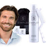 SIMPLER HAIR COLOR men kit applying medium brown color to hair and beard for even gray coverage.