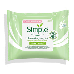 Simple cleansing facial wipes front-pack close-up for easy access.