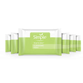 Simple Cleansing Wipes pack of 6 front shows convenient makeup removal on the go.