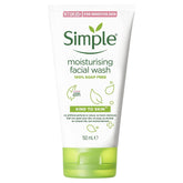 Simple moisturizing face wash bottle front showcases gentle daily cleanse for sensitive skin.