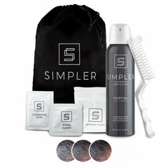 Simpler Hair Color partial coverage bottle shows subtle gray blending for a refreshed look.