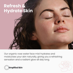 Simplified Skin Rose Water Toner application on hands for gentle calming