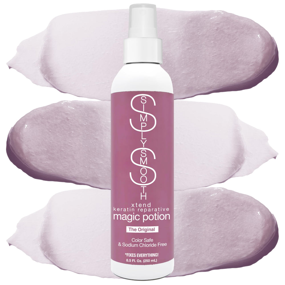 SIMPLY SMOOTH Magic Potion Original leave-in bottle shows weightless hydration and detangling promise
