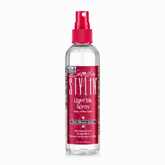 Simply Stylin' Light Silk Hair Spray bottle ready to smooth frizz with light heat protection.