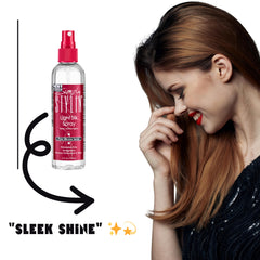 Simply Stylin' Light Silk Hair Spray mist in action for detangling and manageability.