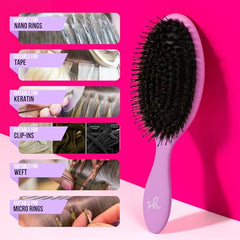 SimplyHair Ultimate Brush anti-static action shown reducing static during brushing.