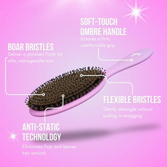 SimplyHair Ultimate Brush boar bristles detail for gentle cuticle smoothing.