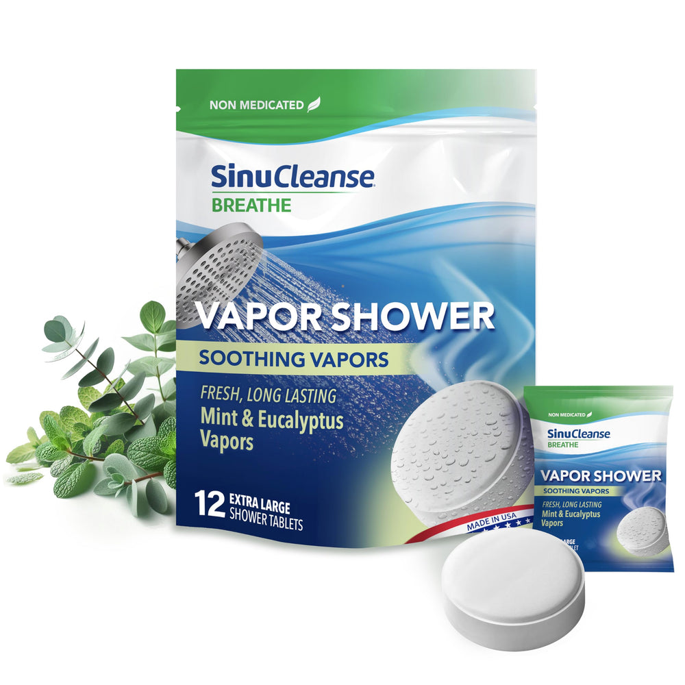 SinuCleanse vapor shower steamer pack ready for use with mint and eucalyptus aroma