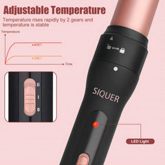 SIQUER 3in1 curling wand set rose heat-protective glove for safer styling.