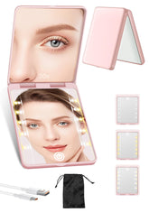 SisKokoro compact mirror shows 1X main view with built in light for quick touch ups.