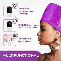 SISWOW hair steamer cap back view shows full-coverage cap for natural hair