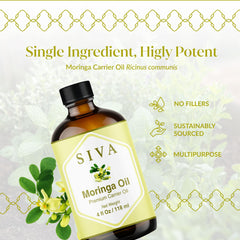 SIVA Moringa oil pour bottle for simple mixing into blends.