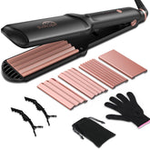 Sixriver Hair Crimper Rose Gold front-angle shows sleek design for quick glam looks.