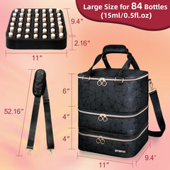 SIYNPAV nail-polish-organizer-bag open middle layer demonstrates generous capacity and easy access.