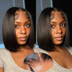 sjxal short bob wig 8inch close-up cap demonstrates natural lace blend