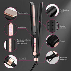 SKIMI Airflow Styler side view demonstrates curls and straightening versatility.