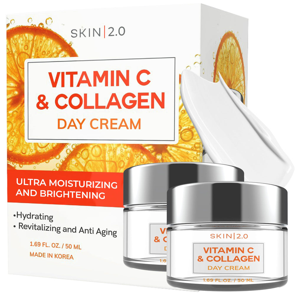 Skin 2.0 vitamin C collage day cream tube highlights premium packaging for daily use