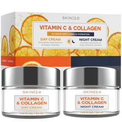 Skin 2.0 Vitamin C & Collagen day moisturizer bottle delivering lasting hydration and radiance