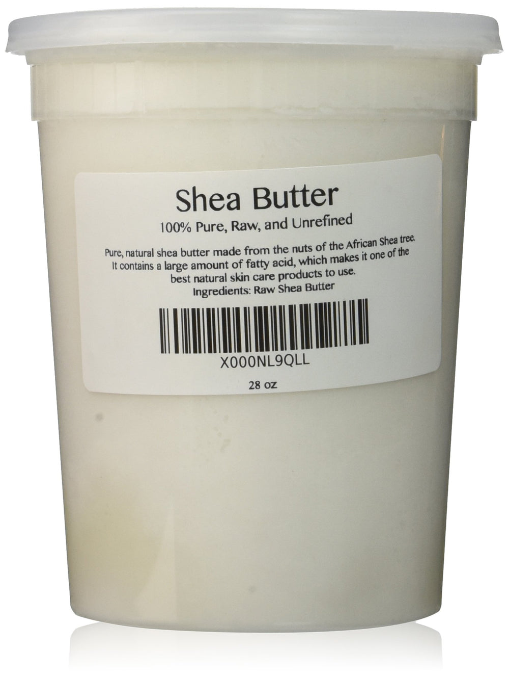 Skin Beauty Essentials Shea Butter jar closeup, highlighting pure, unrefined formula for skin nourishment.