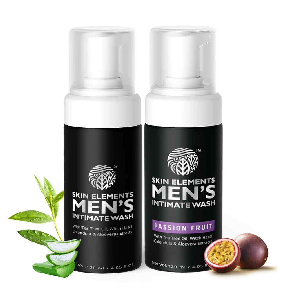 Skin Elements Men's Intimate Wash bottle front view for daily refreshing cleanse