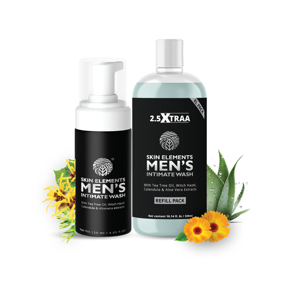 Skin Elements Men's Intimate Wash jumbo pack front view highlights long-lasting value