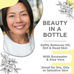 Skin Nation hydrating toner ingredients closeup shows aloe and chamomile for calm hydration.