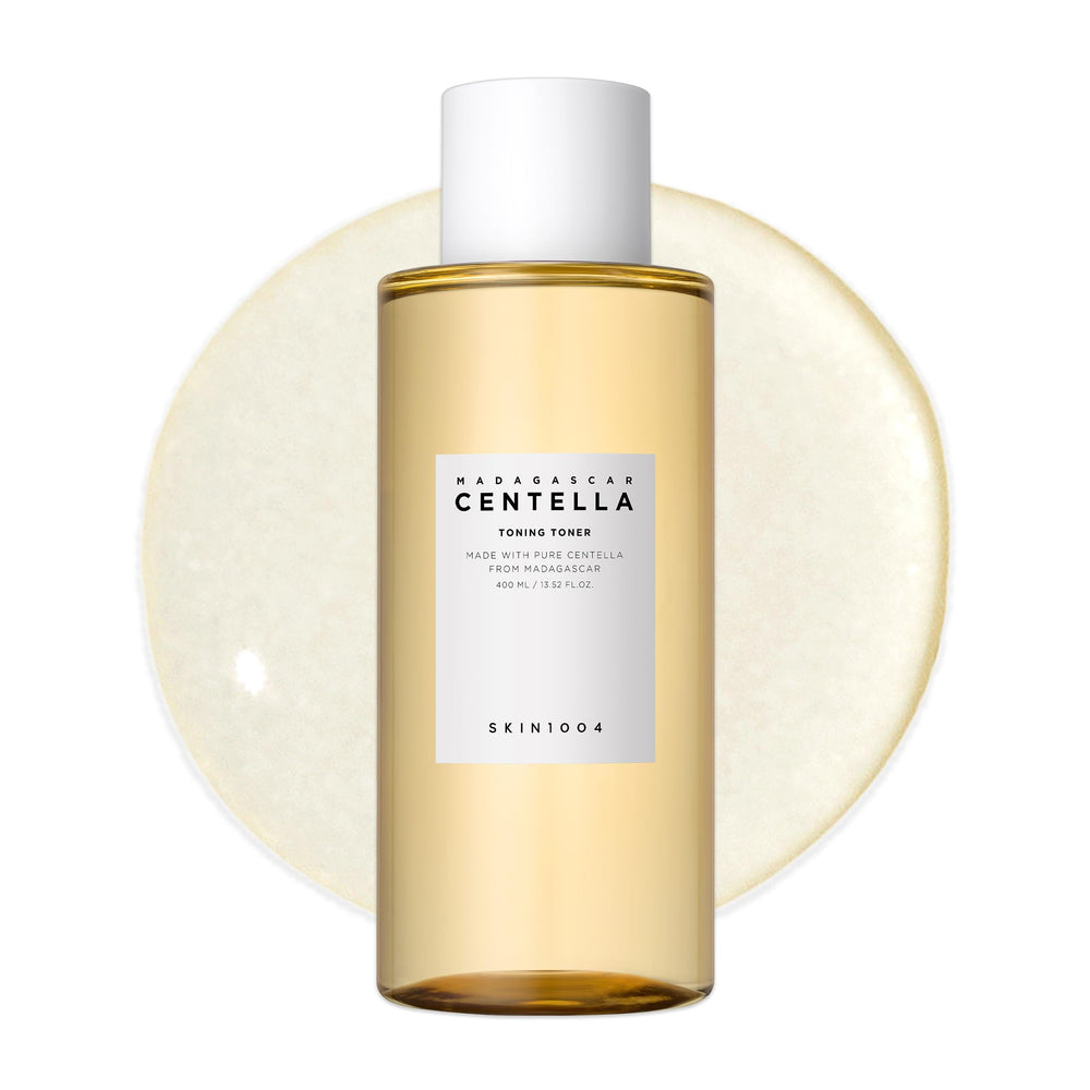 Skin1004 Centella Toning Toner bottle-front shows soothing hydration for sensitive skin.
