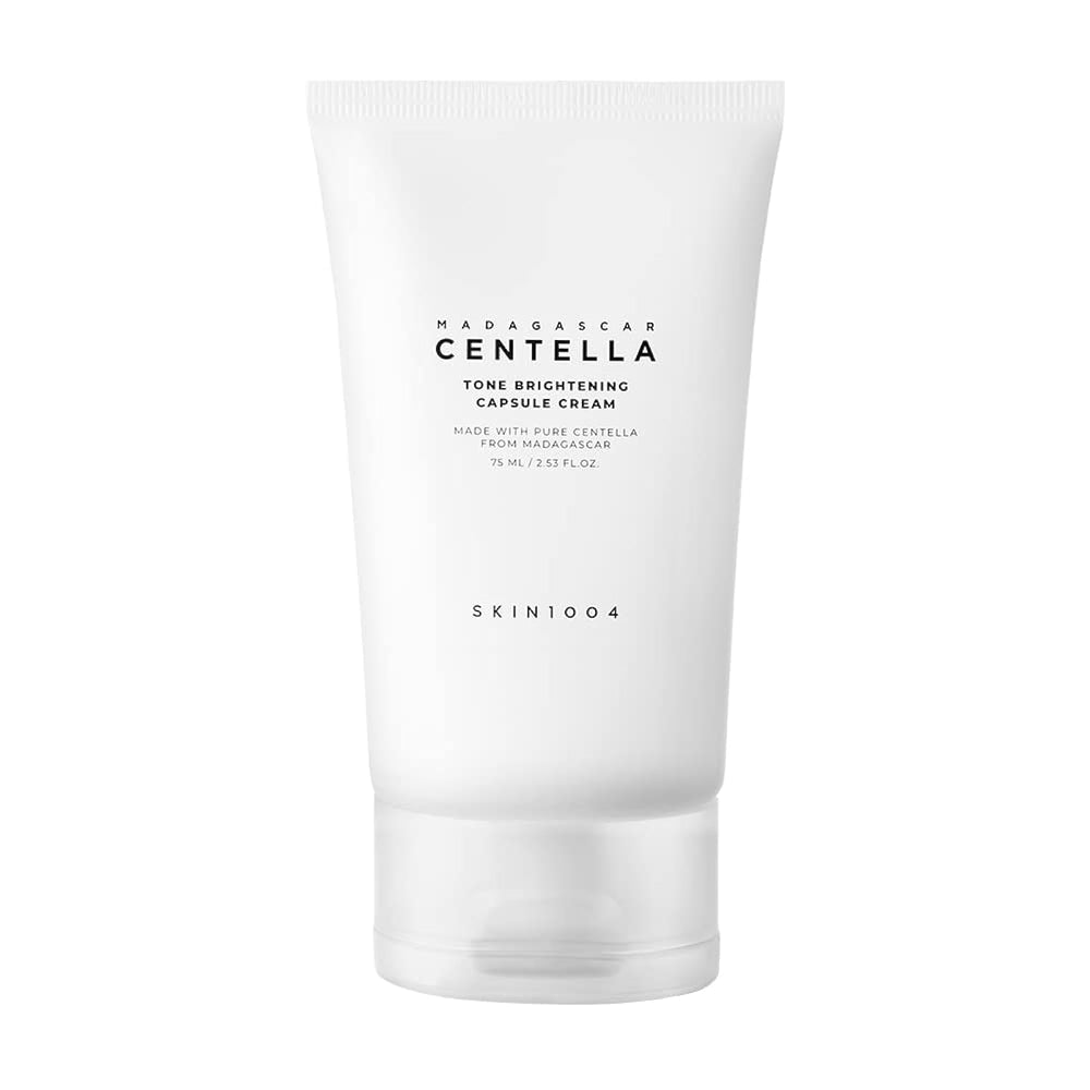 skin1004 Madagascar Centella Tone Brightening Cream bottle highlights brightening for even skin tone