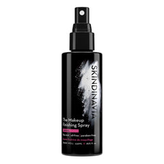Skindinavia makeup finishing spray 8oz bottle close-up shows easy spray and long wear.