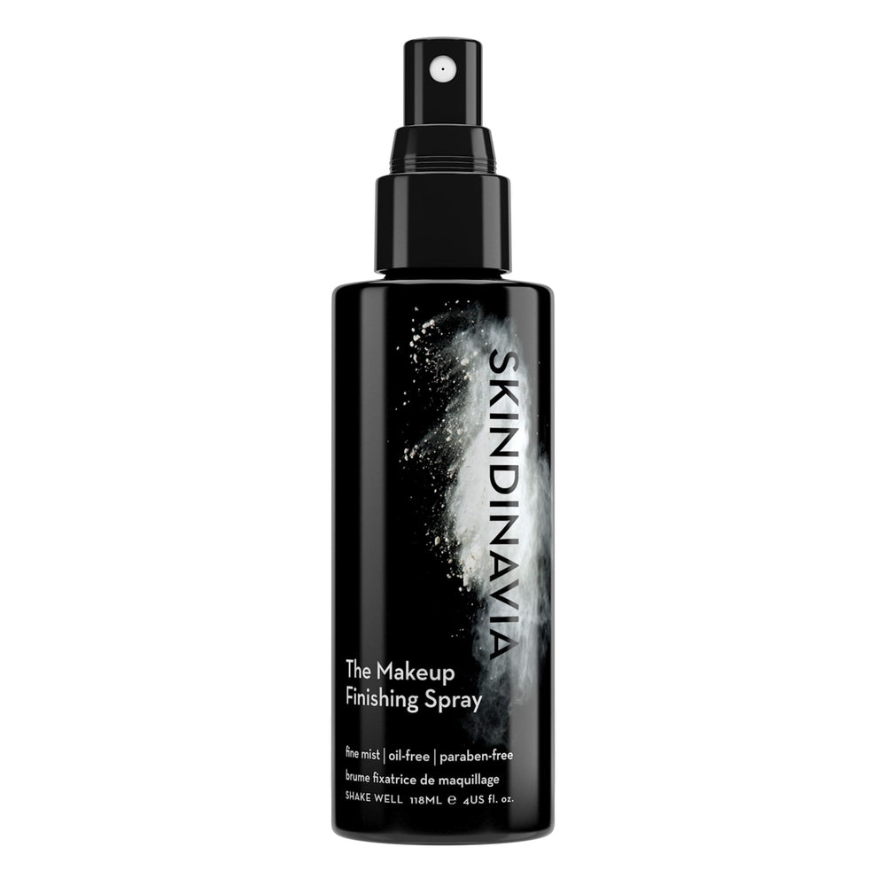 Skindinavia makeup finishing spray bottle with all-day wear protection.