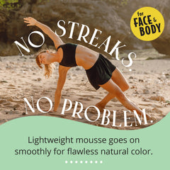 Skinerals self-tanner mousse dries quickly for a fast-drying tan.