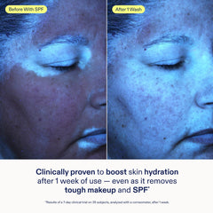 Skinfix ceramide ectoin gel cleanser removes makeup and SPF residue.