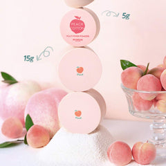 SKINFOOD Peach Cotton Multi Finish Powder 15g closeup demonstrating silk texture for soft skin.
