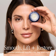 SKINN Age Reset Eye Balm Probiolift application demonstrates gentle eye-area massage.