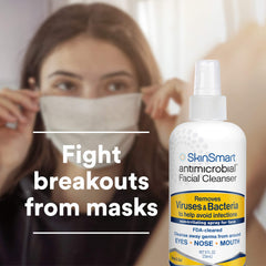 SkinSmart Antimicrobial spray applied to hands for quick disinfection