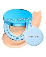 SKINTIFIC Velvet Matte Cushion compact in Ivory with double mirror for travel touch-ups